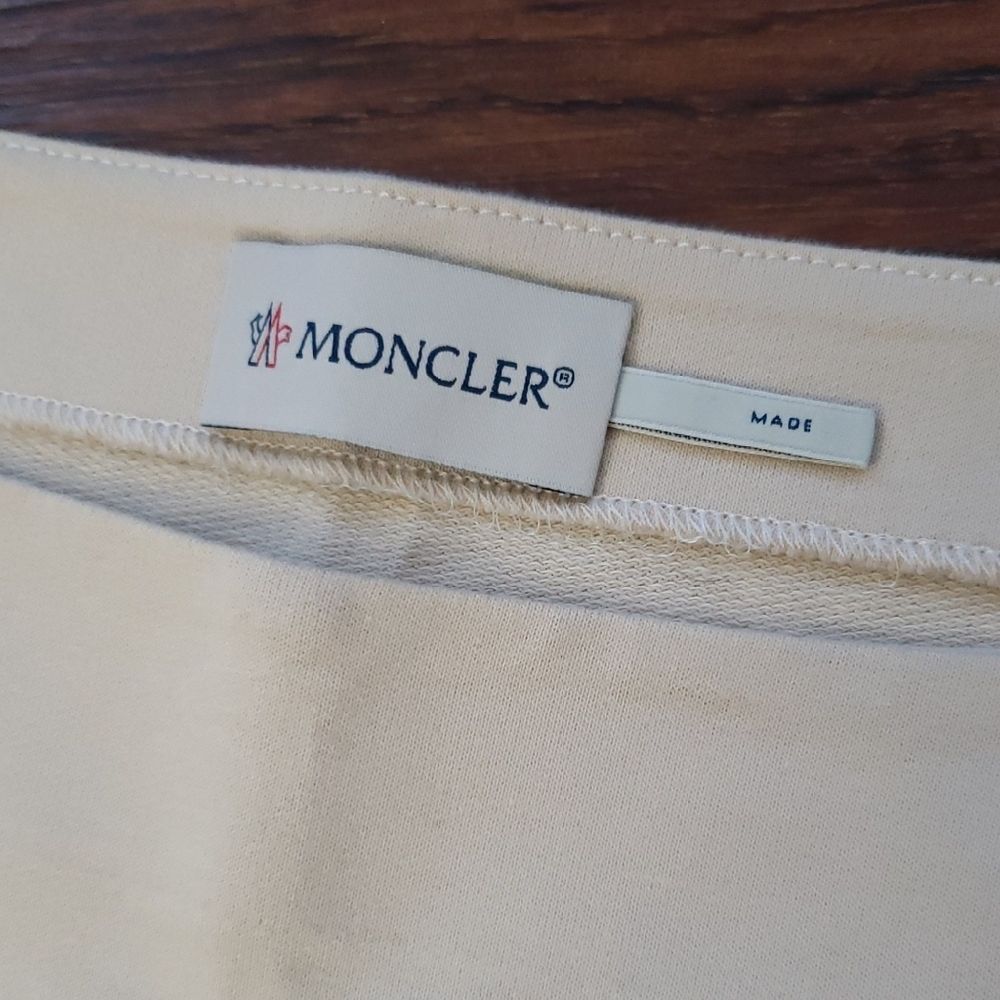 Moncler Twotone Cream Cotton Puff Sleeve Dress Size Medium NEW Retro Y2K Preppy - Picture 3 of 11